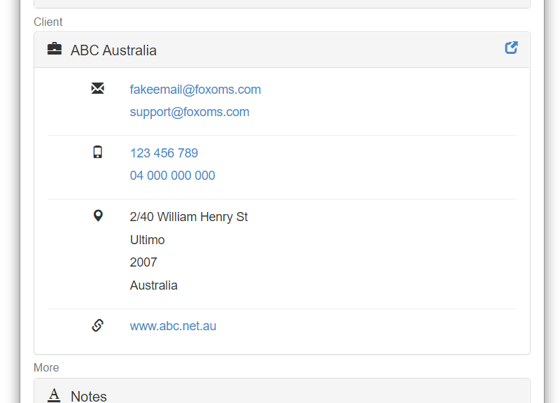 FoxOMS Client Contact information