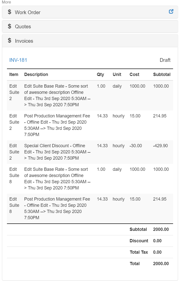 FoxOMS Booking Preview Invoice Summary