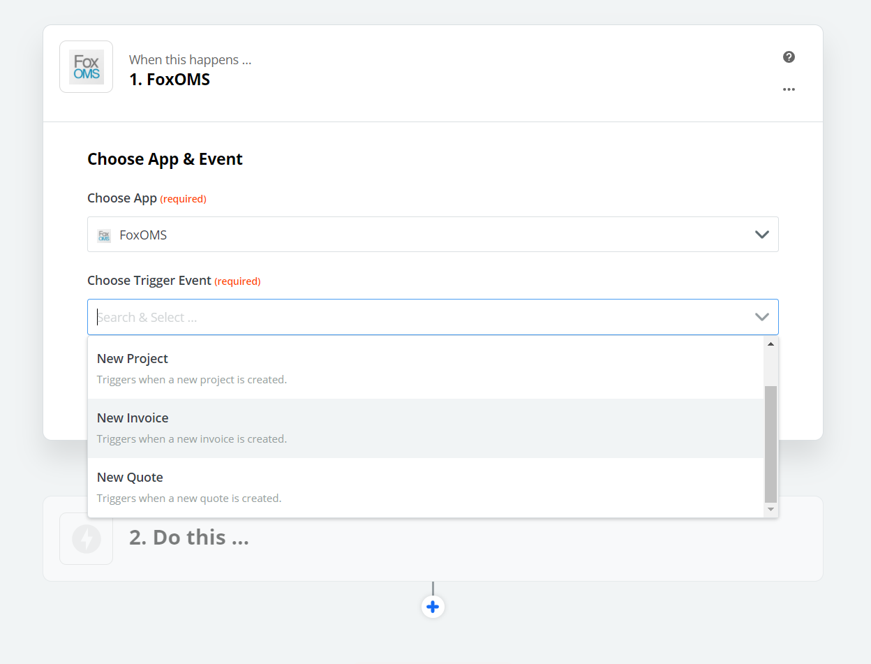 FoxOMS Zapier Quote Invoice Trigger